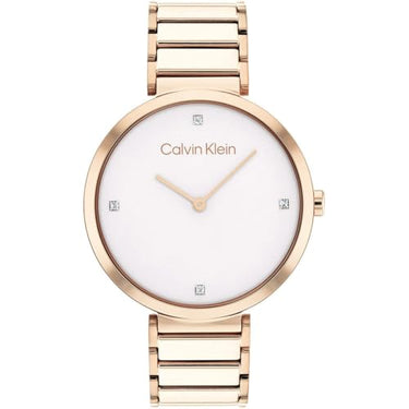Calvin Klein Analog Quarzuhr für Damen mit Roségoldfarbenes Edelstahlarmband - 25200135 im Sale